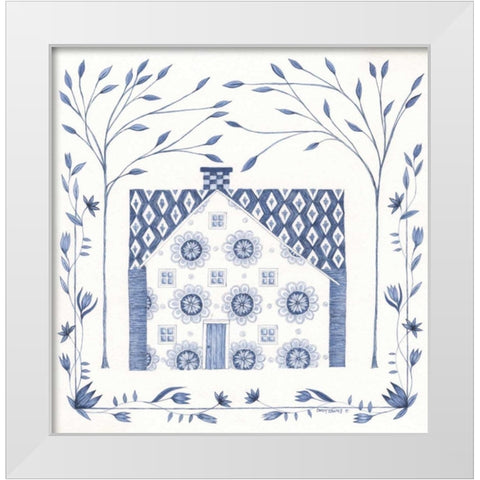 Country Blue House IV White Modern Wood Framed Art Print by Shamp, Cindy