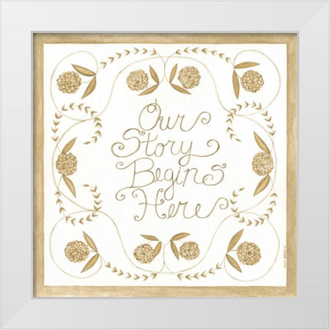 Our Story White Modern Wood Framed Art Print by Shamp, Cindy