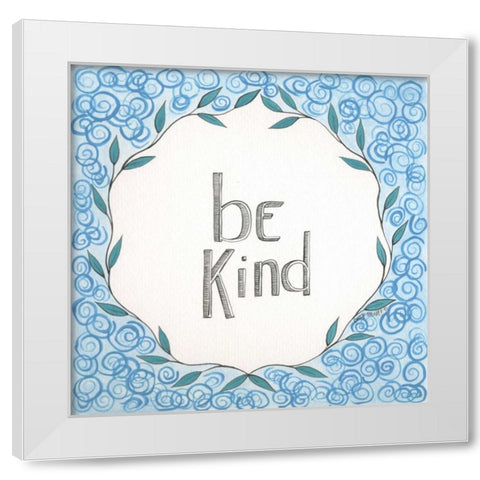 Be Kind Swirls White Modern Wood Framed Art Print by Shamp, Cindy