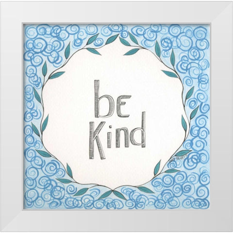 Be Kind Swirls White Modern Wood Framed Art Print by Shamp, Cindy