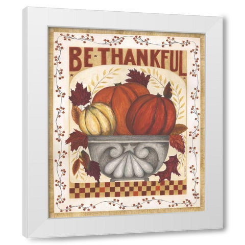 Be Thankful White Modern Wood Framed Art Print by Shamp, Cindy