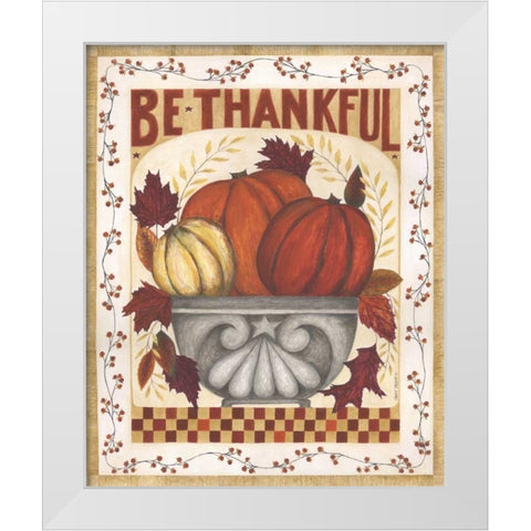 Be Thankful White Modern Wood Framed Art Print by Shamp, Cindy
