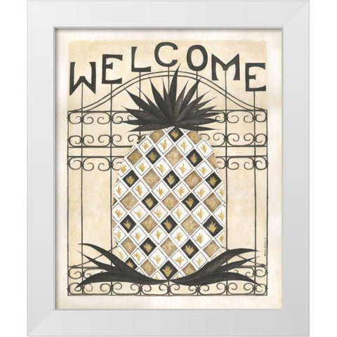 Welcome Pineapple White Modern Wood Framed Art Print by Shamp, Cindy
