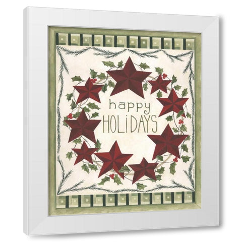 Happy Holidays Wreath White Modern Wood Framed Art Print by Shamp, Cindy