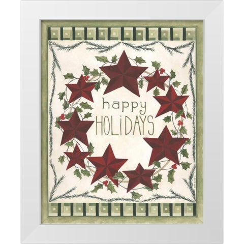 Happy Holidays Wreath White Modern Wood Framed Art Print by Shamp, Cindy