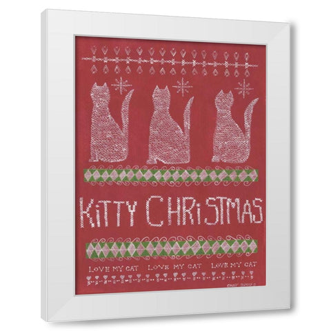 Kitty Christmas White Modern Wood Framed Art Print by Shamp, Cindy