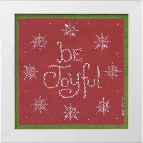 Be Joyful White Modern Wood Framed Art Print by Shamp, Cindy