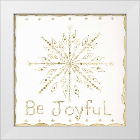 Be Joyful White Modern Wood Framed Art Print by Shamp, Cindy
