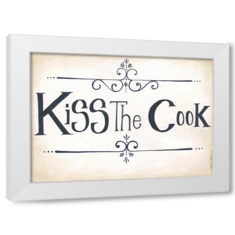 Kiss the Cook White Modern Wood Framed Art Print by Shamp, Cindy