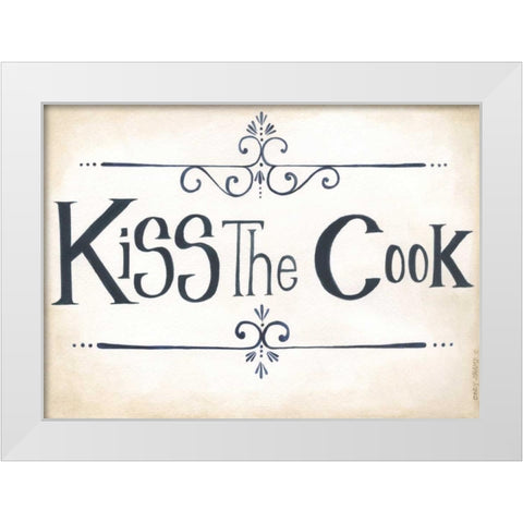 Kiss the Cook White Modern Wood Framed Art Print by Shamp, Cindy