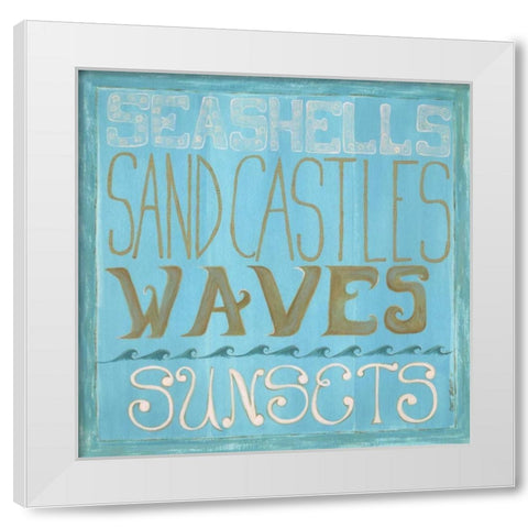 Seashells and Sand Castles White Modern Wood Framed Art Print by Shamp, Cindy