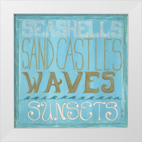 Seashells and Sand Castles White Modern Wood Framed Art Print by Shamp, Cindy