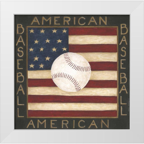 American Baseball White Modern Wood Framed Art Print by Shamp, Cindy