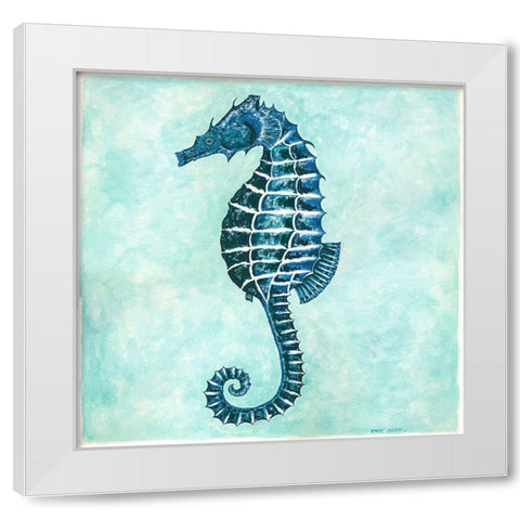 Seahorse White Modern Wood Framed Art Print by Shamp, Cindy