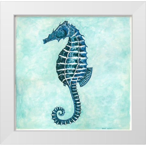 Seahorse White Modern Wood Framed Art Print by Shamp, Cindy