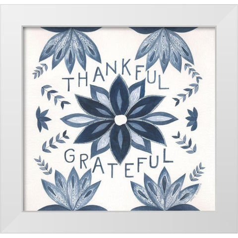 Thankful, Grateful White Modern Wood Framed Art Print by Shamp, Cindy