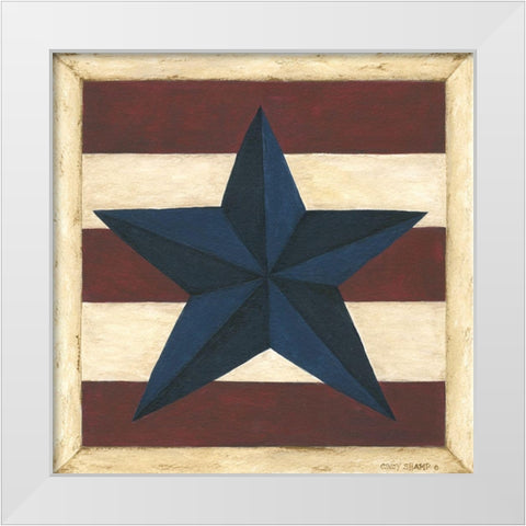 Blue Star, Red Stripes White Modern Wood Framed Art Print by Shamp, Cindy