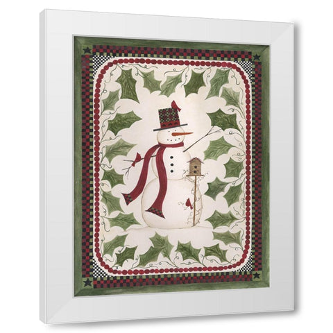 Birdhouse Snowman White Modern Wood Framed Art Print by Shamp, Cindy