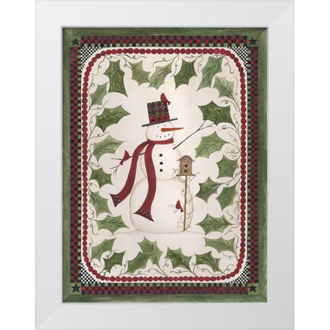 Birdhouse Snowman White Modern Wood Framed Art Print by Shamp, Cindy