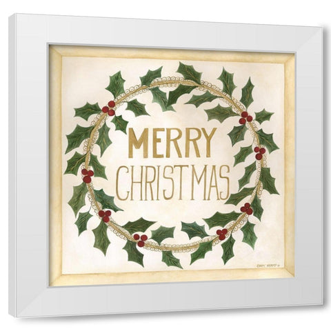 Merry Christmas White Modern Wood Framed Art Print by Shamp, Cindy