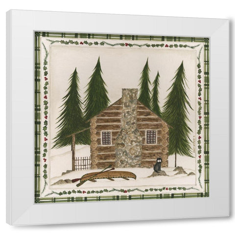 Winter Cabin White Modern Wood Framed Art Print by Shamp, Cindy