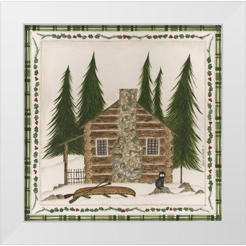 Winter Cabin White Modern Wood Framed Art Print by Shamp, Cindy