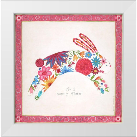 No. 1 Bunny Floral White Modern Wood Framed Art Print by Shamp, Cindy
