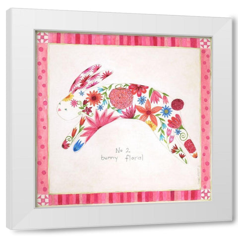 No. 2 Bunny Floral White Modern Wood Framed Art Print by Shamp, Cindy