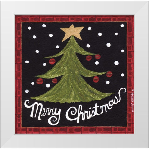 Merry Christmas White Modern Wood Framed Art Print by Shamp, Cindy