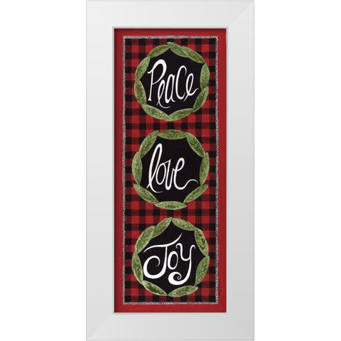 Peace Love Joy White Modern Wood Framed Art Print by Shamp, Cindy