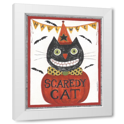 Scaredy Cat White Modern Wood Framed Art Print by Shamp, Cindy