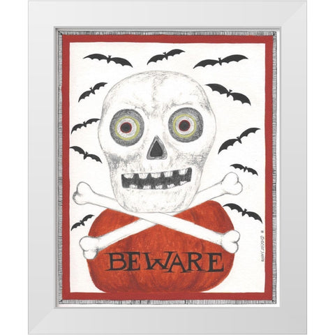 Beware White Modern Wood Framed Art Print by Shamp, Cindy