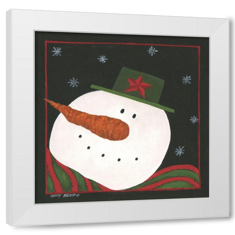 Snowman III White Modern Wood Framed Art Print by Shamp, Cindy