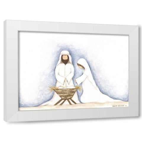 Jesus, Mary, Joseph White Modern Wood Framed Art Print by Shamp, Cindy