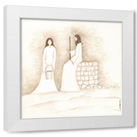Jesus Talks with Woman at Well White Modern Wood Framed Art Print by Shamp, Cindy