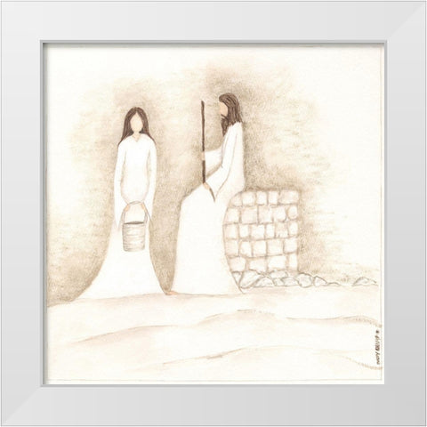 Jesus Talks with Woman at Well White Modern Wood Framed Art Print by Shamp, Cindy