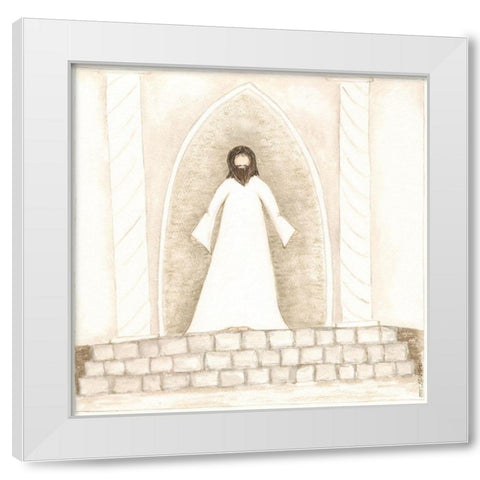 Jesus Teaches at Temple White Modern Wood Framed Art Print by Shamp, Cindy