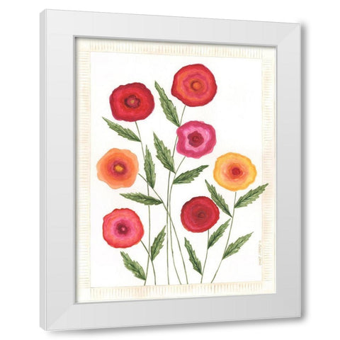 Bright Poppies I White Modern Wood Framed Art Print by Shamp, Cindy