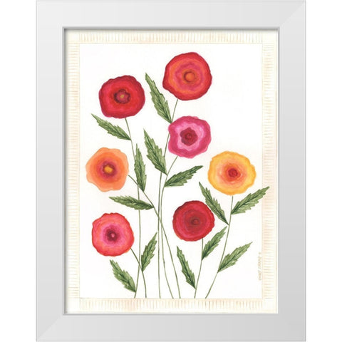 Bright Poppies I White Modern Wood Framed Art Print by Shamp, Cindy