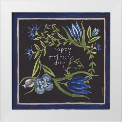 Blue Flowers II White Modern Wood Framed Art Print by Shamp, Cindy