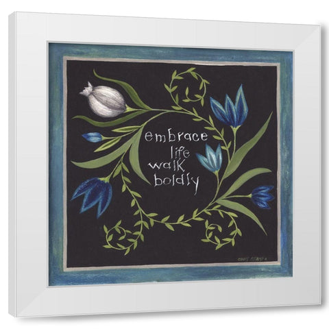 Blue Flowers III White Modern Wood Framed Art Print by Shamp, Cindy