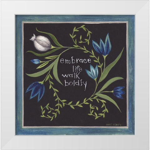 Blue Flowers III White Modern Wood Framed Art Print by Shamp, Cindy