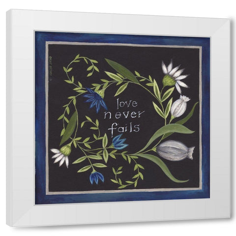 Blue Flowers IV White Modern Wood Framed Art Print by Shamp, Cindy