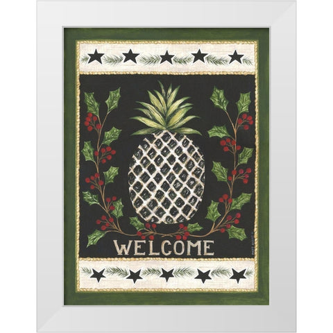 Welcome Pineapple White Modern Wood Framed Art Print by Shamp, Cindy