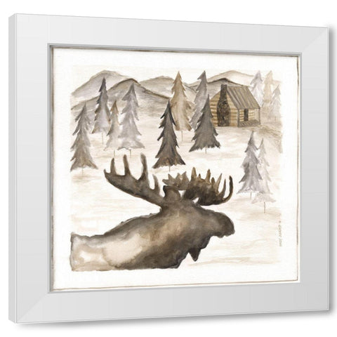 Moose White Modern Wood Framed Art Print by Shamp, Cindy