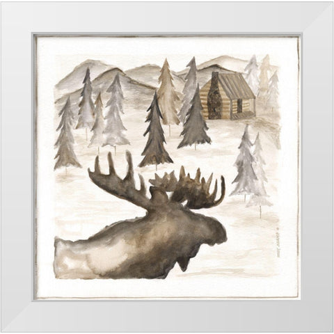 Moose White Modern Wood Framed Art Print by Shamp, Cindy