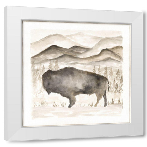 Bison White Modern Wood Framed Art Print by Shamp, Cindy