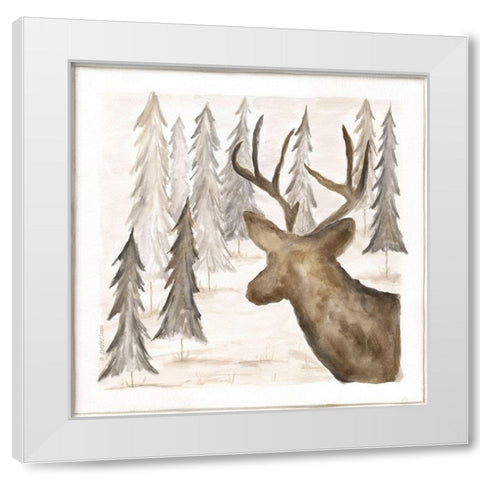 Deer White Modern Wood Framed Art Print by Shamp, Cindy