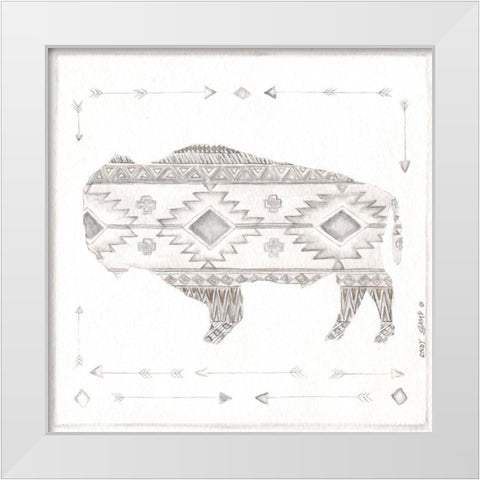 Patterned Bison White Modern Wood Framed Art Print by Shamp, Cindy