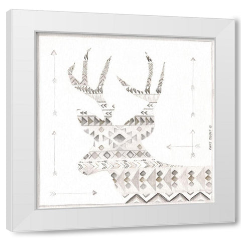 Patterned Deer White Modern Wood Framed Art Print by Shamp, Cindy